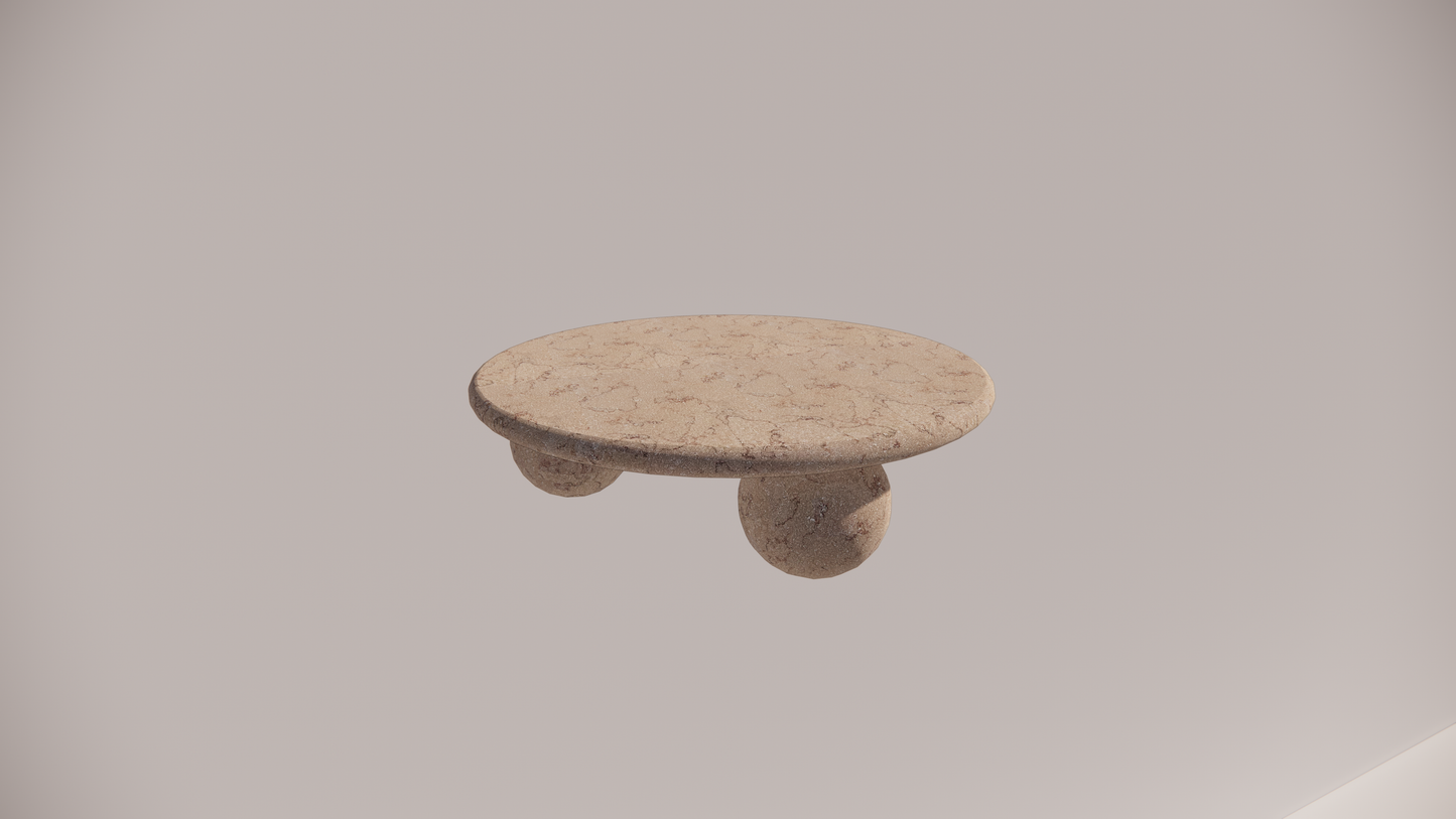 Natural Stone Limestone Pink Textured Finish Circular Coffee Table Top Side