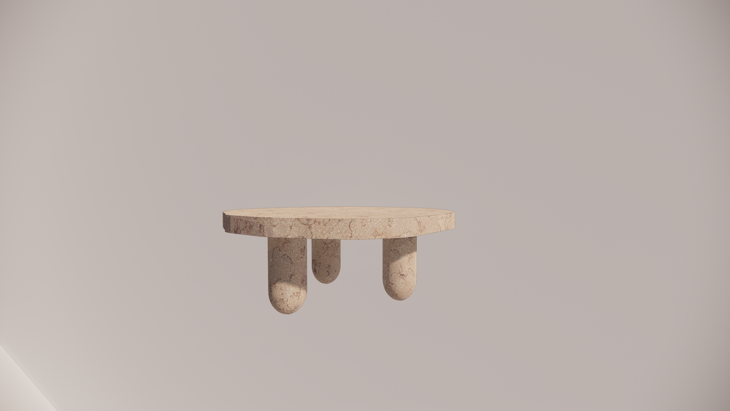 Natural Stone Pink Limestone Textured Finish Organic Coffee Table Front