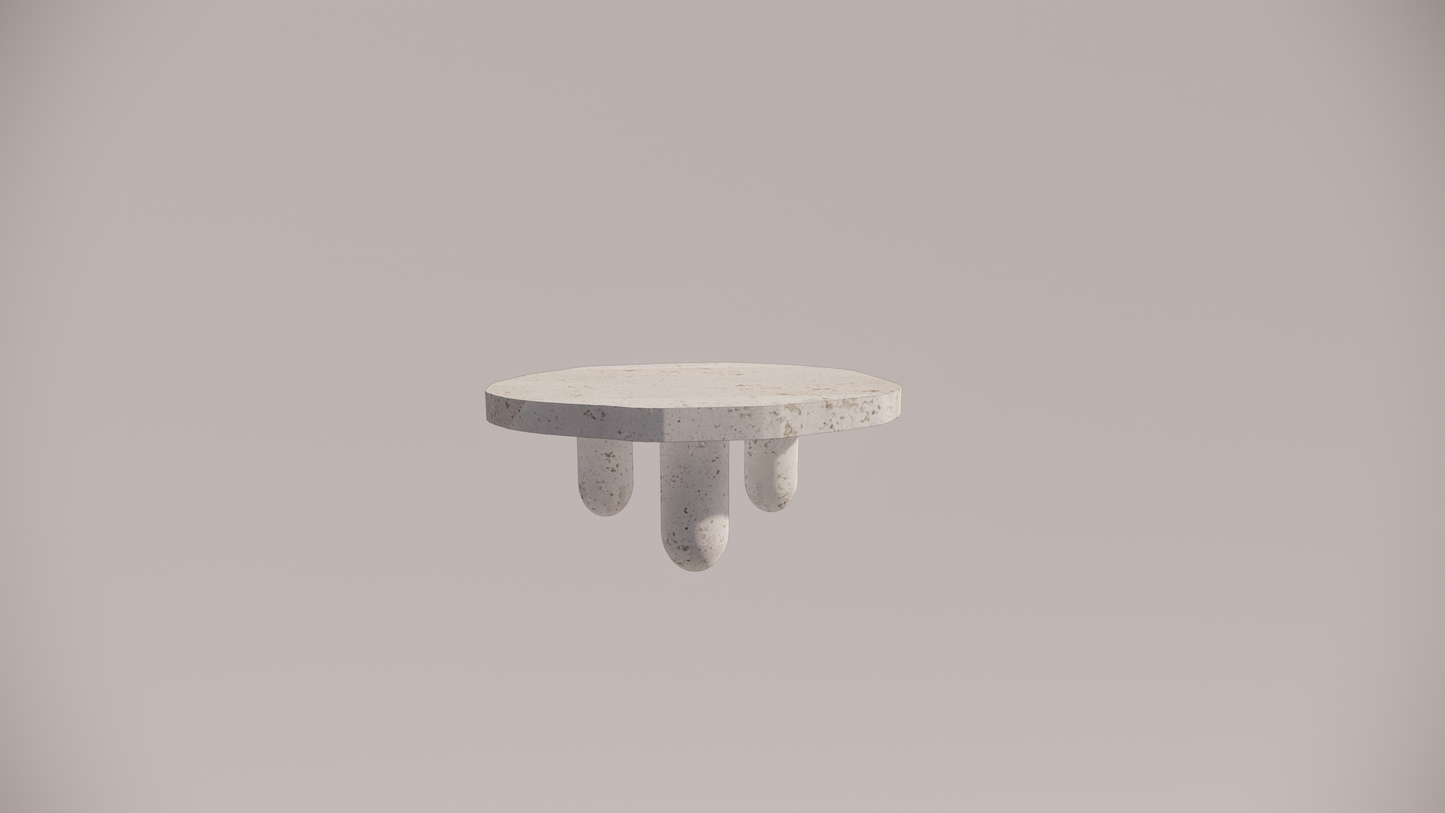 Natural Stone Travertine White Holes Textured Finish Organic Coffee Table Front