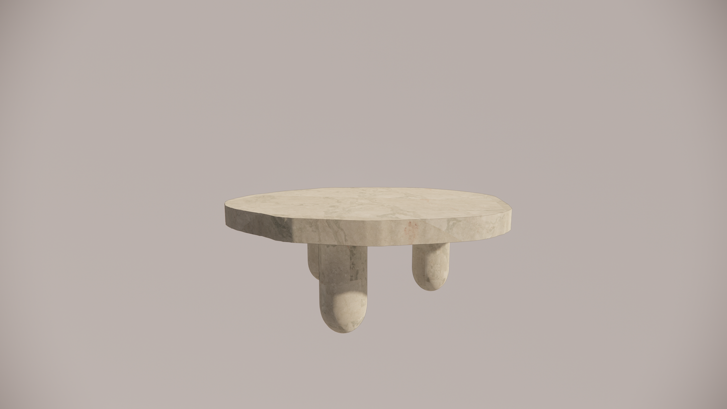 Natural Stone Marble Blue-Grey Textured Finish Organic Coffee Table Front