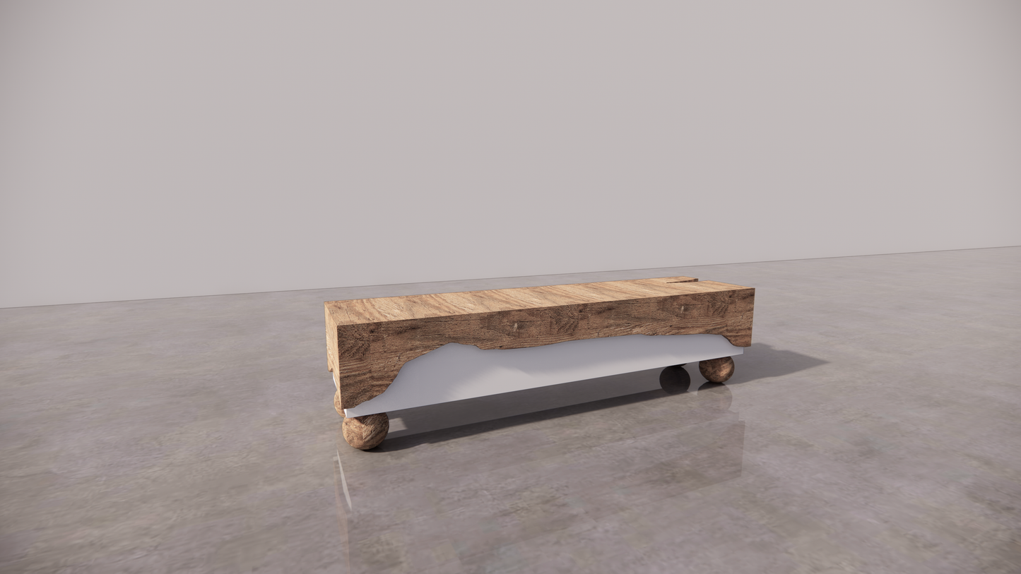 Natural Wood Australian Blackwood Two Tone Textured Light Timber With Satin Low Sheen White Cream Finish TV Unit Front