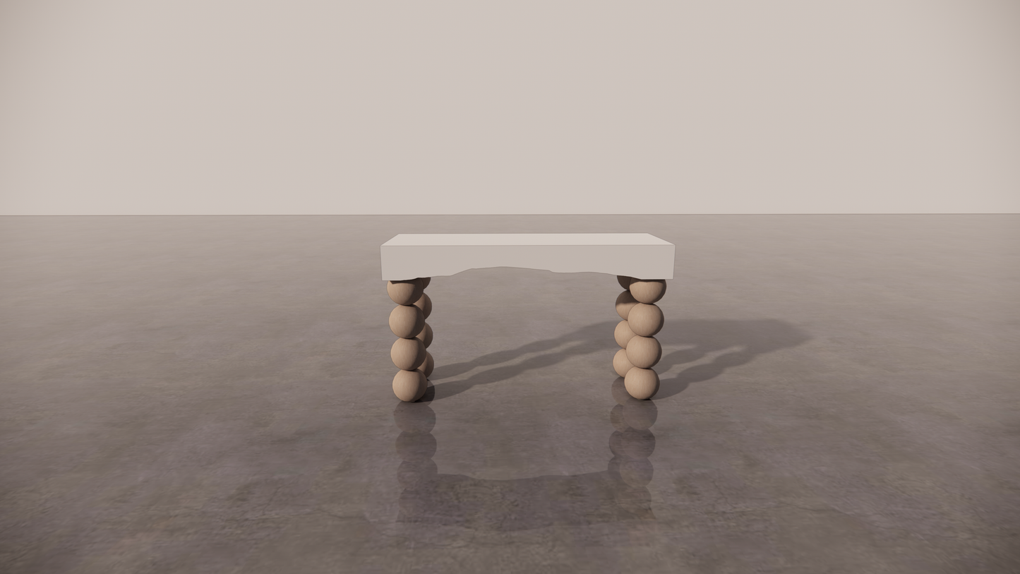 Natural Victorian Ash Light Matte Wood Two Tone White Cream Matte Tones Console Designer Table Front