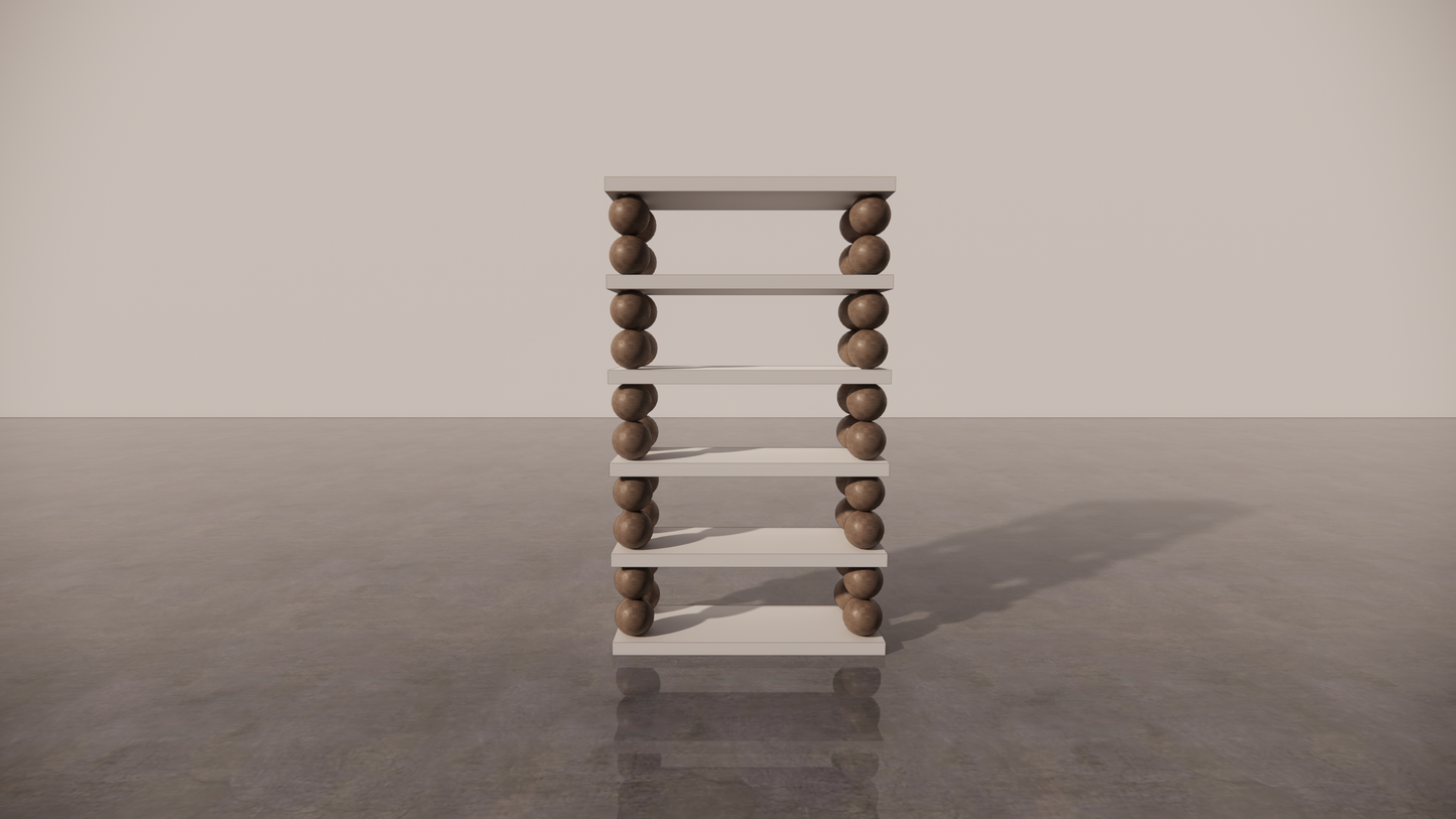 Natural Victorian Timber Dark Wood Satin Low Sheen Two Tone White Cream Matte Shelf Étagère Front