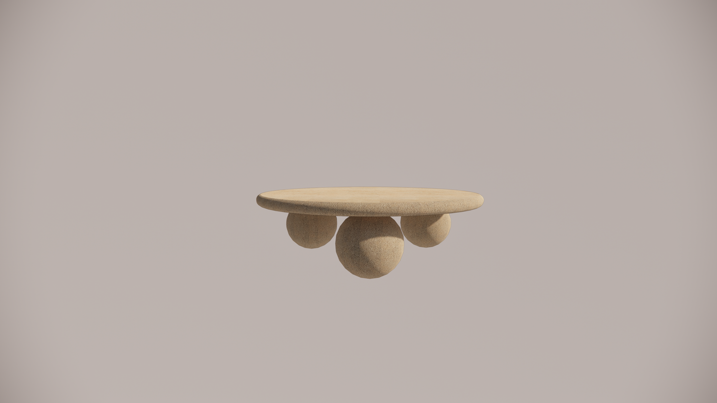 Natural Stone Limestone Egyptian Sand Textured Finish Circular Coffee Table Front 