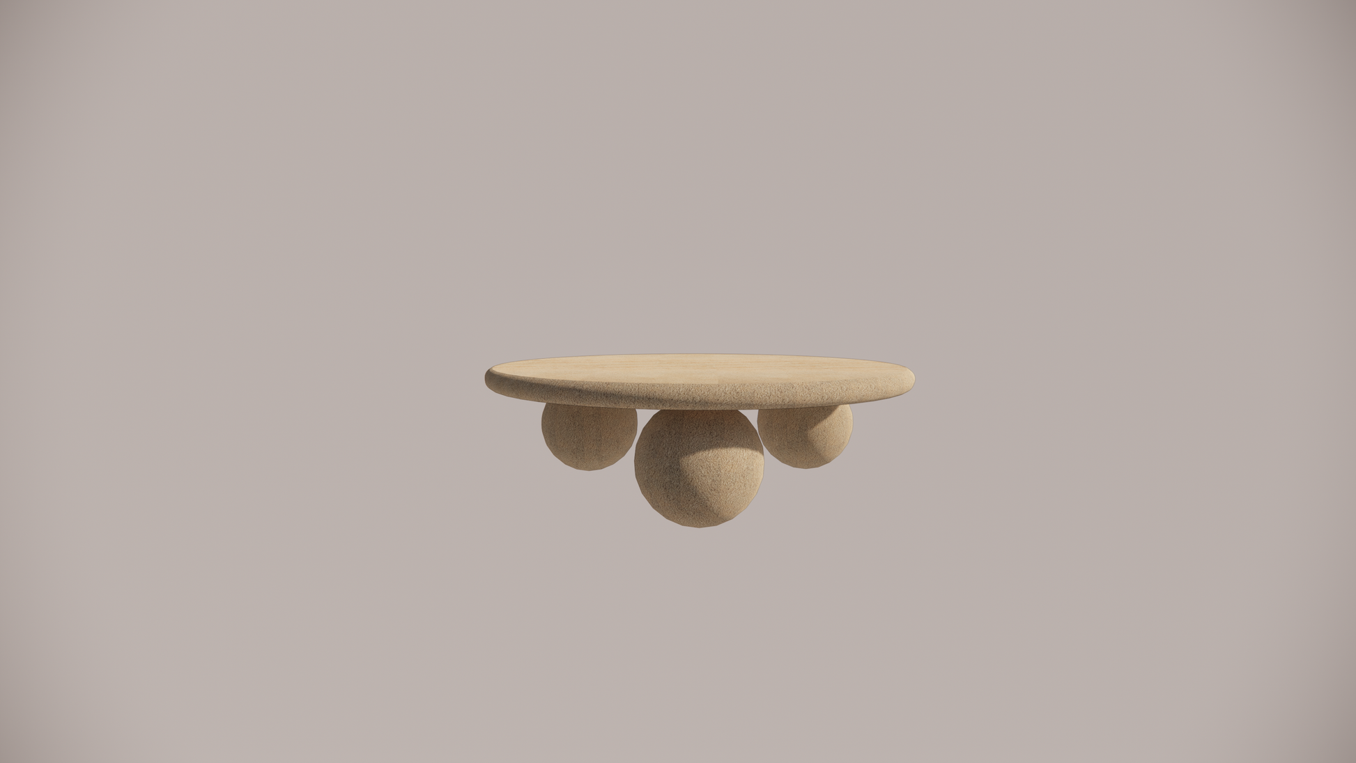 Natural Stone Limestone Egyptian Sand Textured Finish Circular Coffee Table Front 