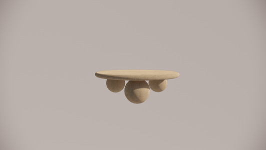 Natural Stone Limestone Egyptian Sand Textured Finish Circular Coffee Table Front 