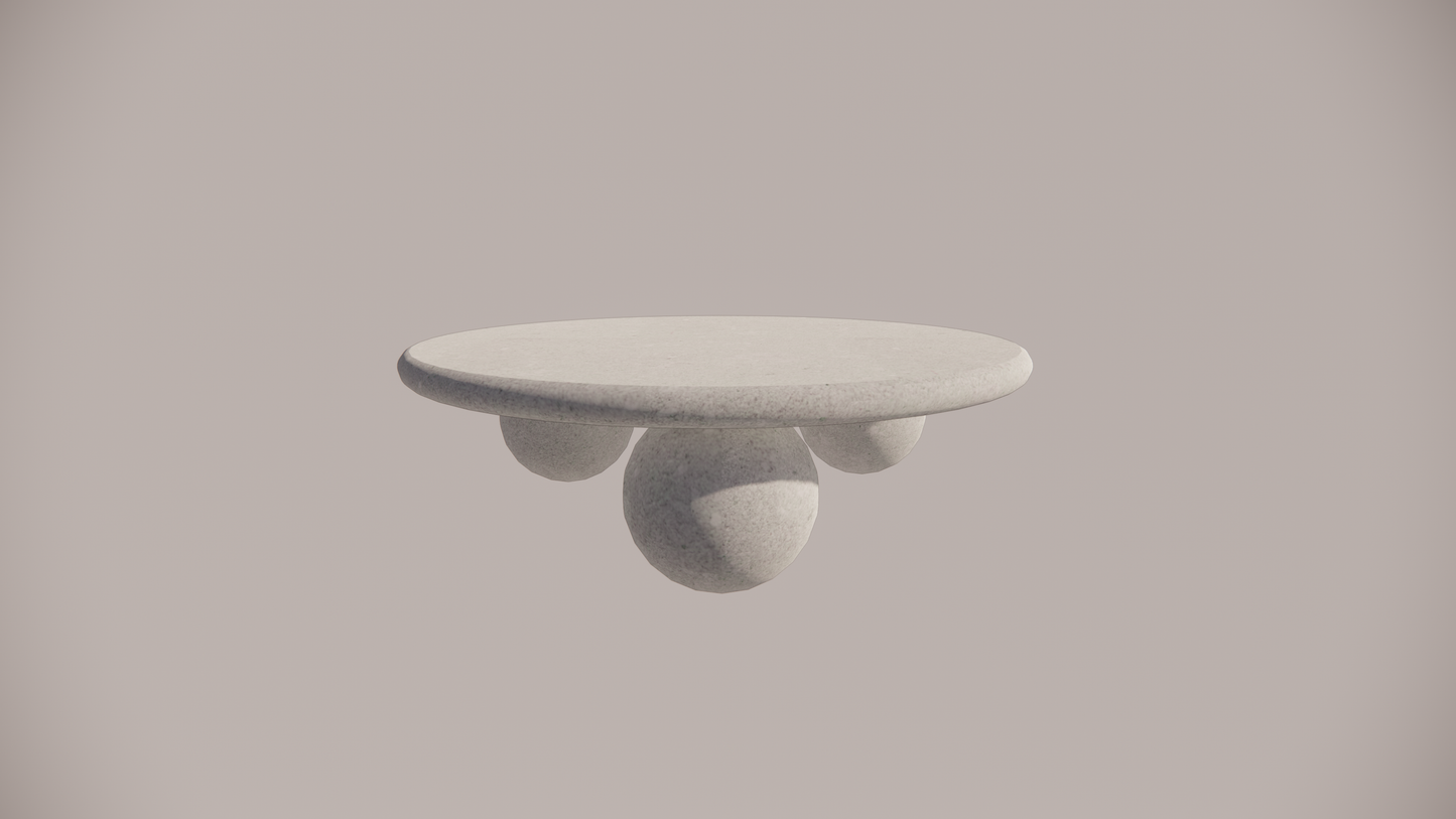 Natural Stone Limestone Olive Green Textured Finish Circular Coffee Table Front 