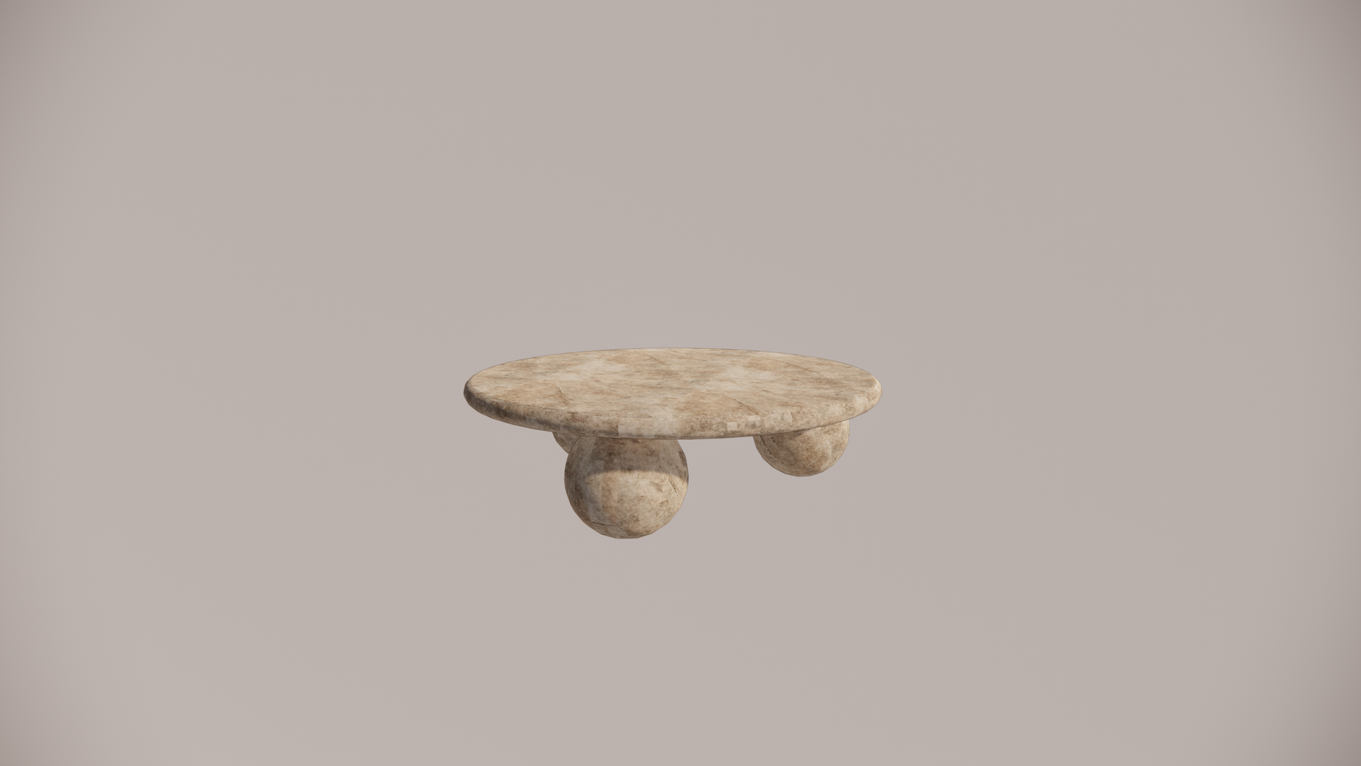 Natural Stone Premium Silver Travertine Dense Holes Textured Finish Circular Coffee Table Front 