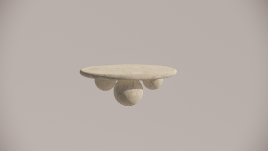 Natural Stone Marble Blue-Grey Veining Textured Finish Circular Coffee Table Front