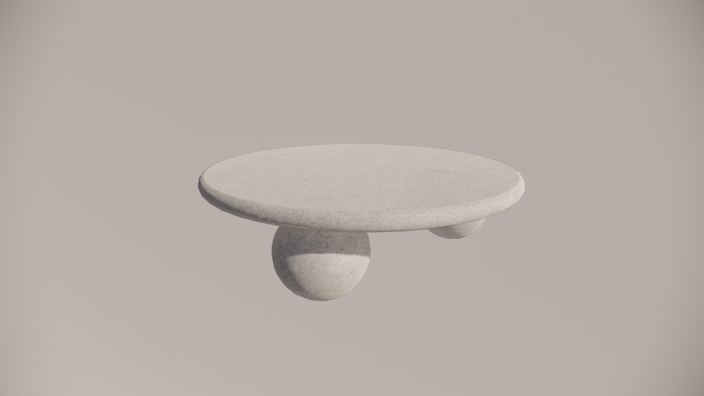Natural Stone Limestone Olive Green Textured Finish Circular Coffee Table Front 