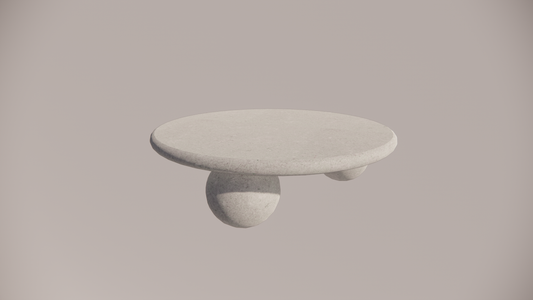 Natural Stone Limestone Olive Green Textured Finish Circular Coffee Table Front 