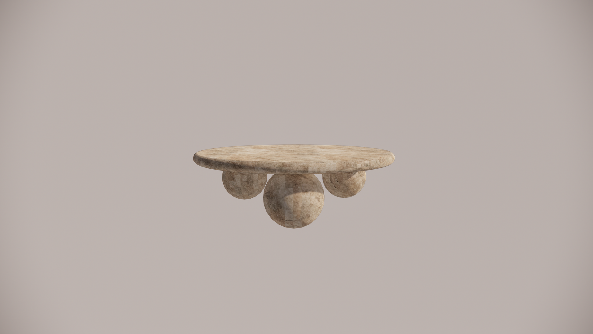 Natural Stone Premium Silver Travertine Dense Holes Textured Finish Circular Coffee Table Front  