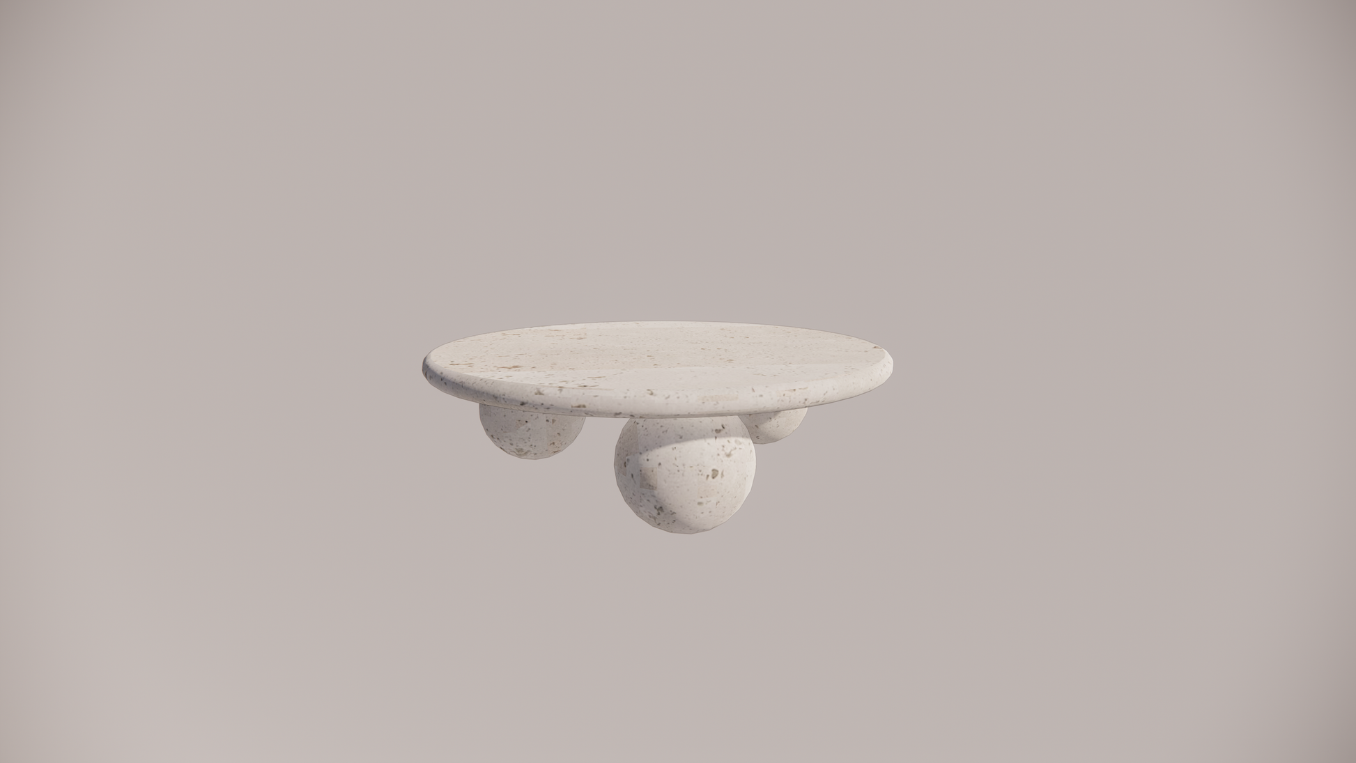 Natural Stone Travertine White Textured Finish Holes Circular Coffee Table Front 