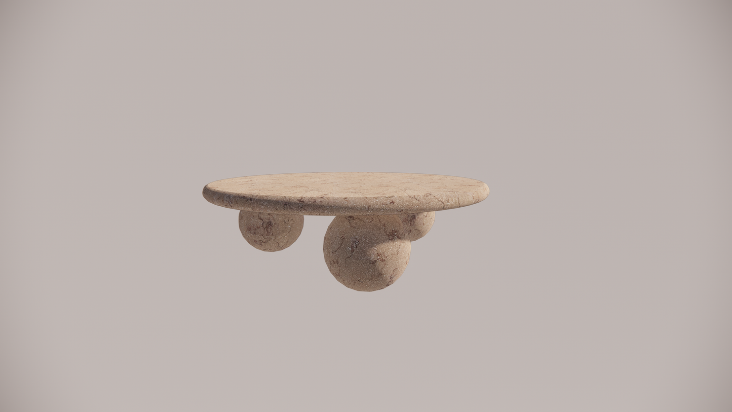 Natural Stone Limestone Pink Textured Finish Circular Coffee Table Front