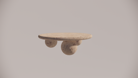 Natural Stone Limestone Pink Textured Finish Circular Coffee Table Front