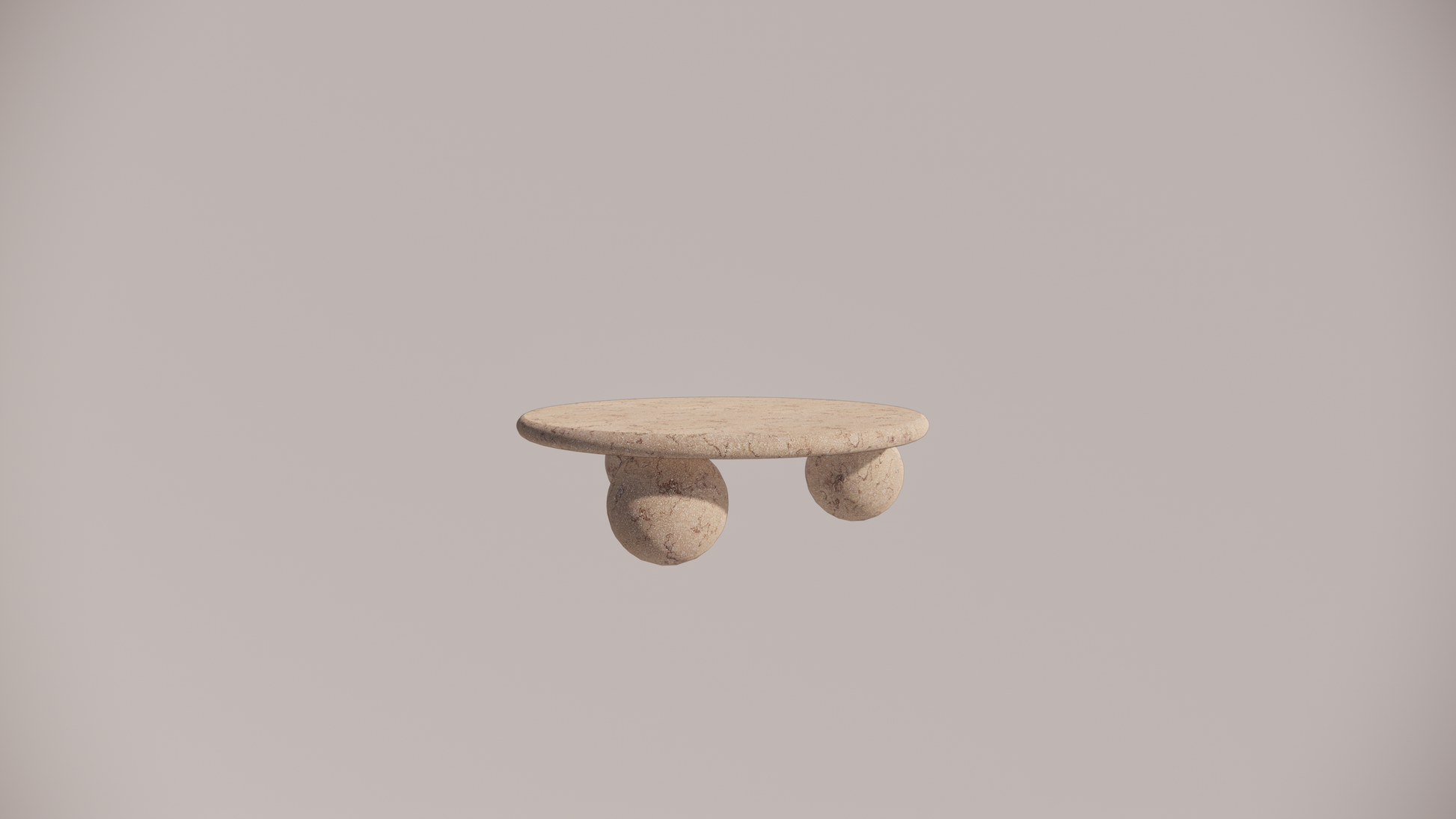 Natural Stone Limestone Pink Textured Finish Circular Coffee Table Front 