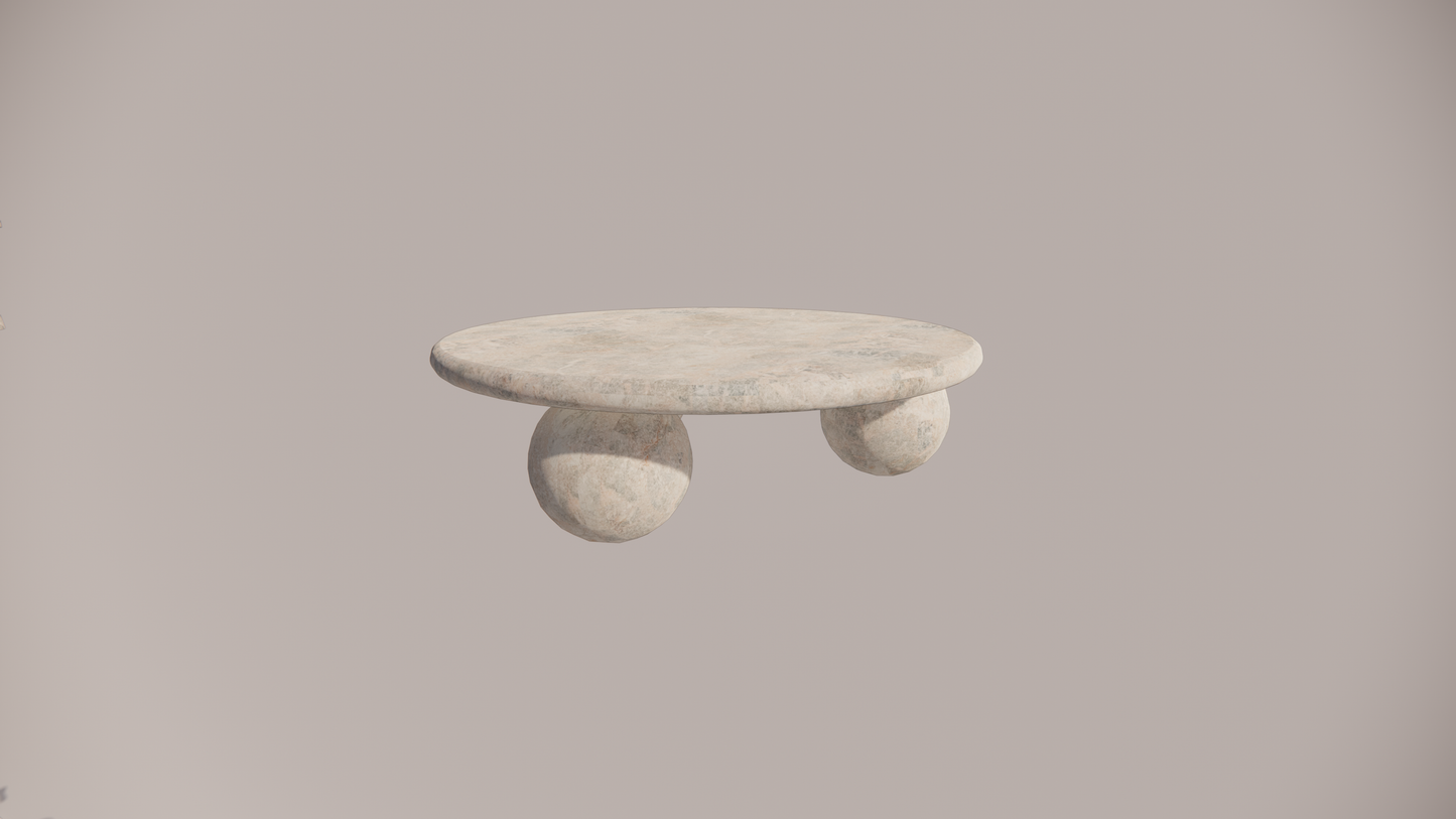 Natural Stone Marble Gold Brown Blue Textured Finish Circular Coffee Table Front 