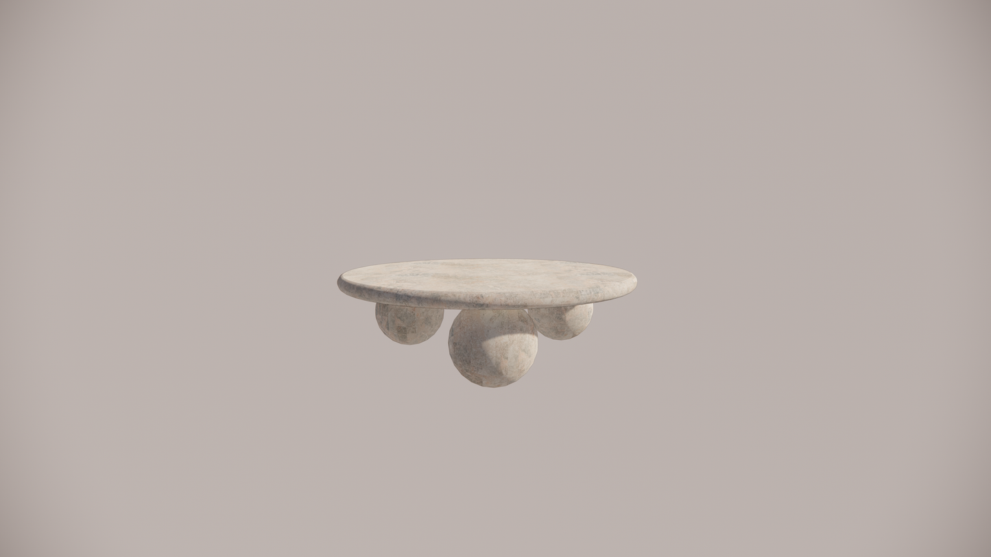Natural Stone Marble Gold Brown Blue  Textured Finish Circular Coffee Table Front 