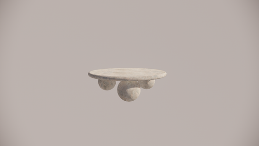 Natural Stone Marble Gold Brown Blue  Textured Finish Circular Coffee Table Front 