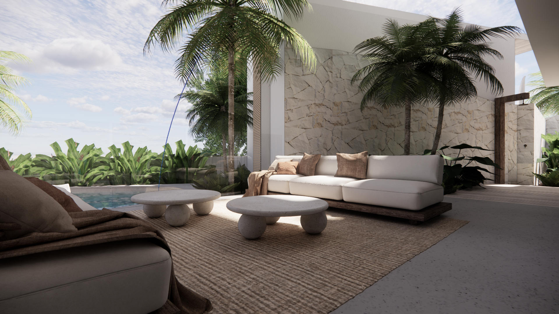 Natural Stone Travertine White Holes Textured Finish Circular Coffee Table Indoor Outdoor Living Pool Entertaining 