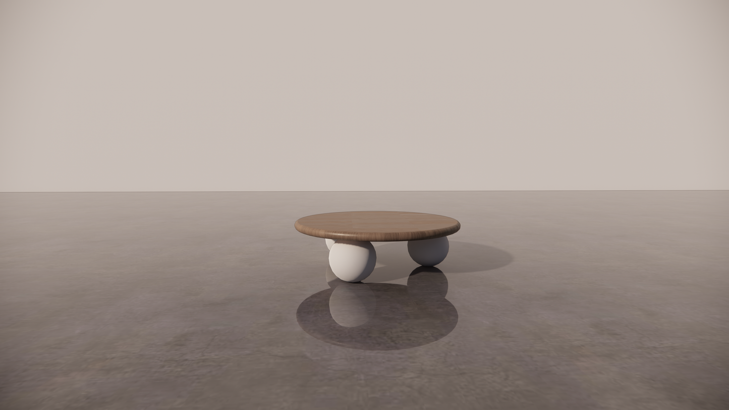 Victorian Timber Natural Dark Wood Two-Tone White Cream Circular Coffee Table Front 