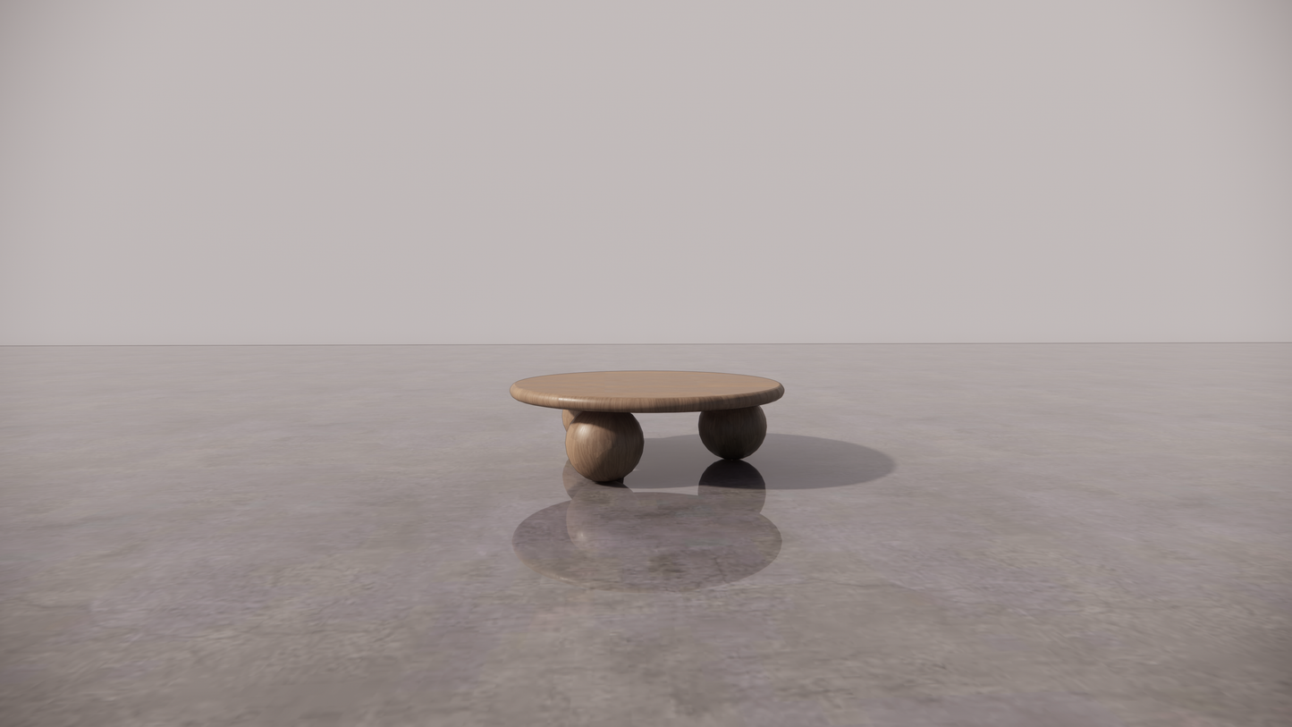 Victorian Timber Natural Dark Wood Circular Coffee Table Front 