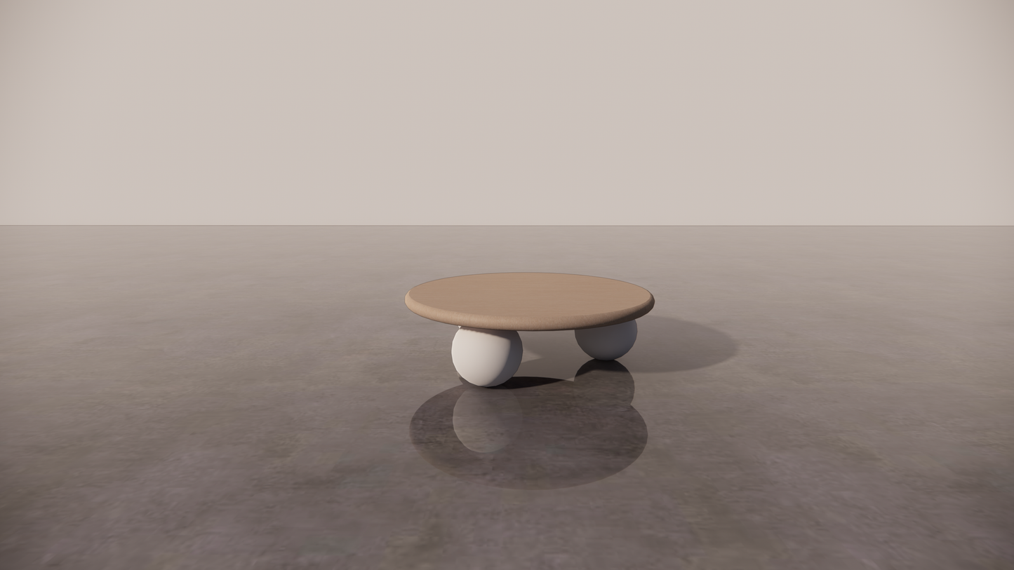 Victorian Ash Natural Light Wood Two-Tone White Cream Circular Coffee Table Front 
