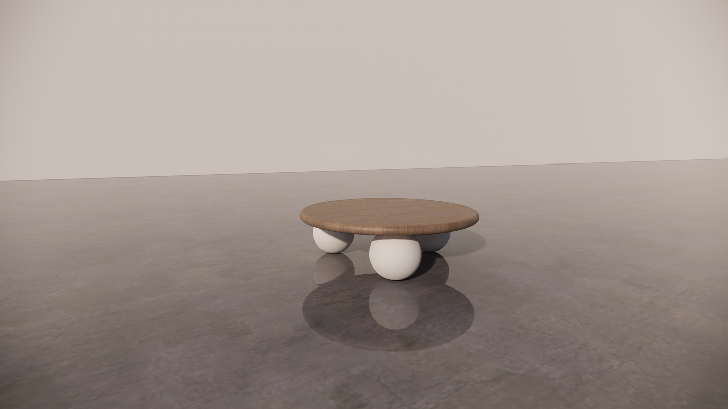 Victorian Timber Natural Dark Wood Two-Tone White Cream Circular Coffee Table Front