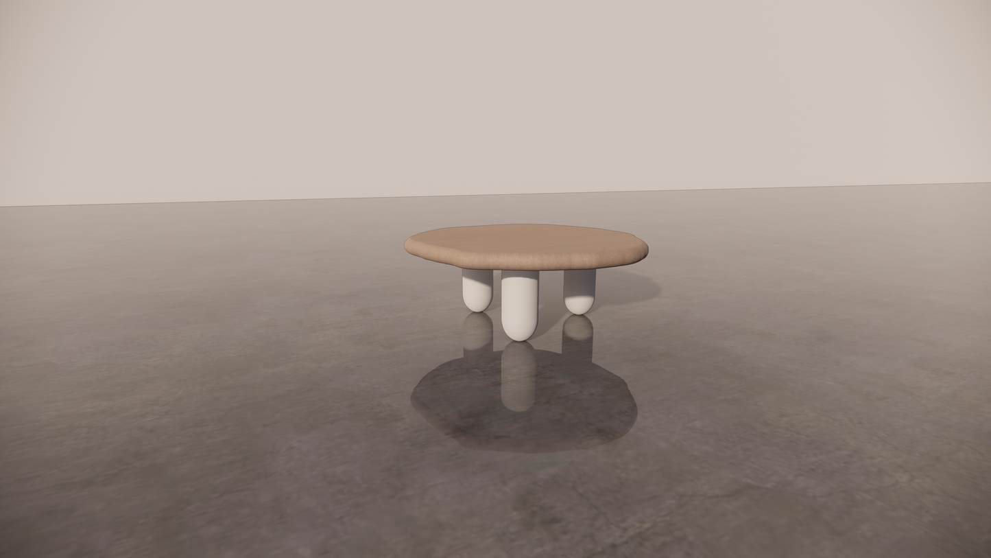 Natural Victorian Ash Matte Two Tone Light Wood With Matte White Cream Legs Organic Coffee Table Front 