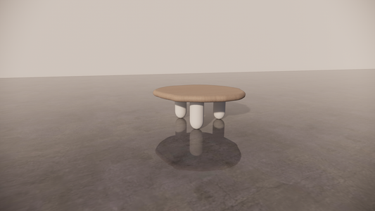 Natural Victorian Ash Matte Two Tone Light Wood With Matte White Cream Legs Organic Coffee Table Front 