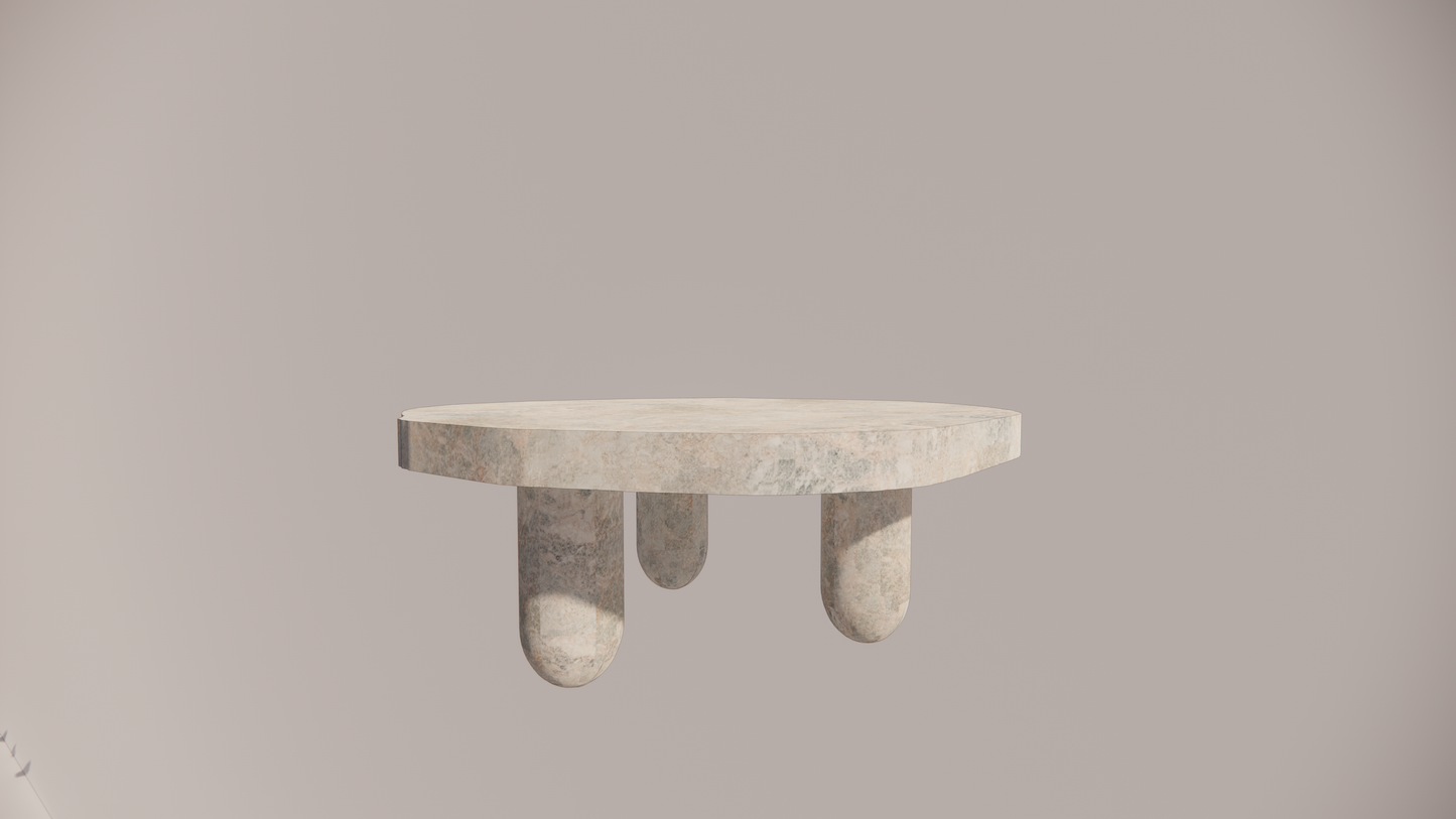 Natural Stone Marble Brown Grey-Blue Gold Veining Textured Finish Organic Coffee Table Front 