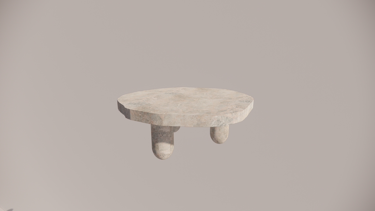 Natural Stone Marble Brown Grey-Blue Gold Veining Textured Finish Organic Coffee Table Front 