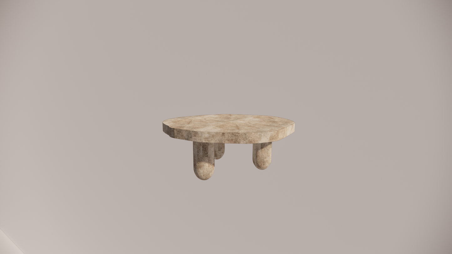 Natural Stone Premium Silver-Brown Travertine Brown-Grey Textured Finish Organic Coffee Table Front