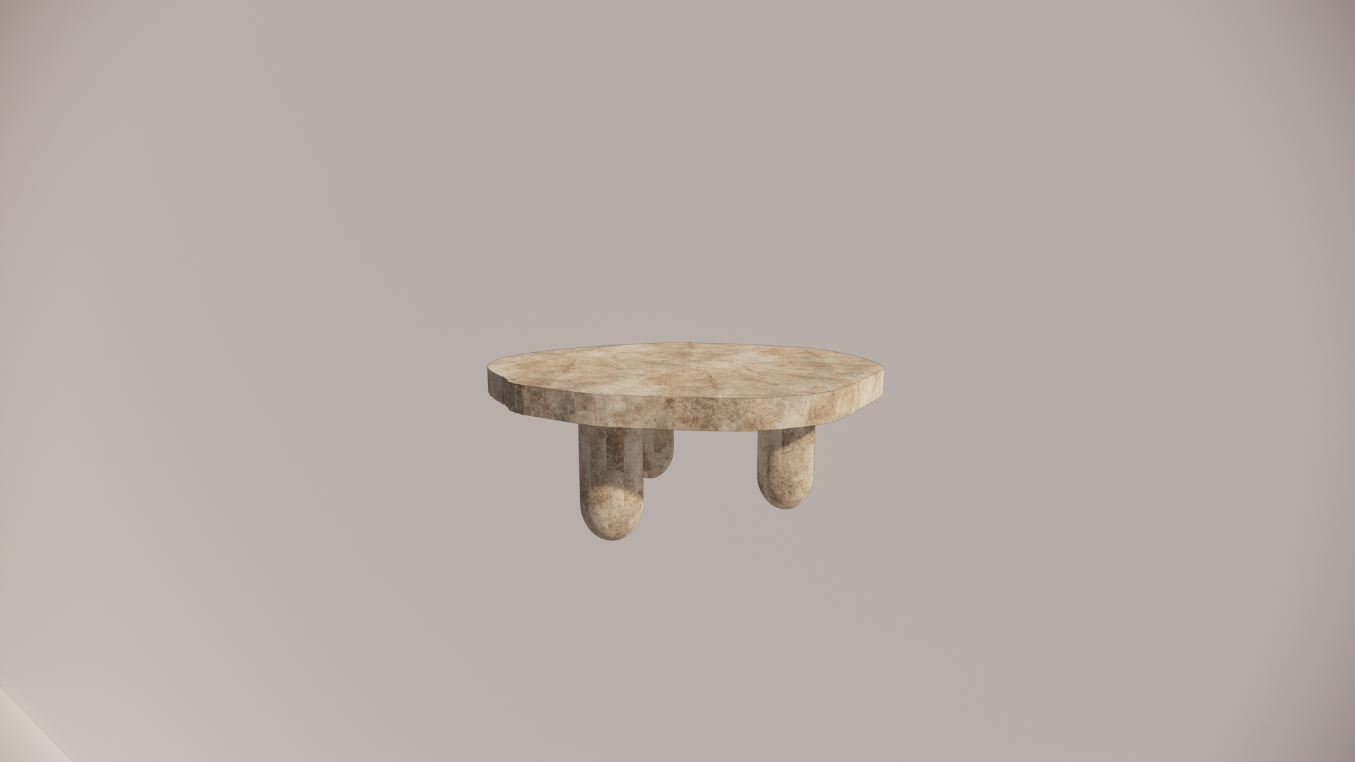 Natural Stone Premium Silver-Brown Travertine Brown-Grey Textured Finish Organic Coffee Table Front