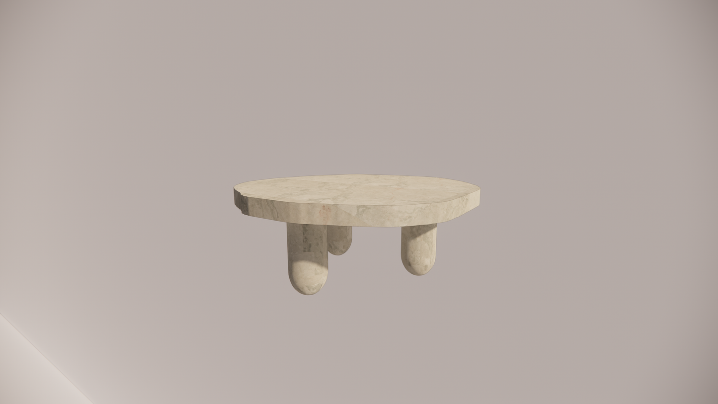 Natural Stone Marble Blue-Grey Textured Finish Organic Coffee table Front