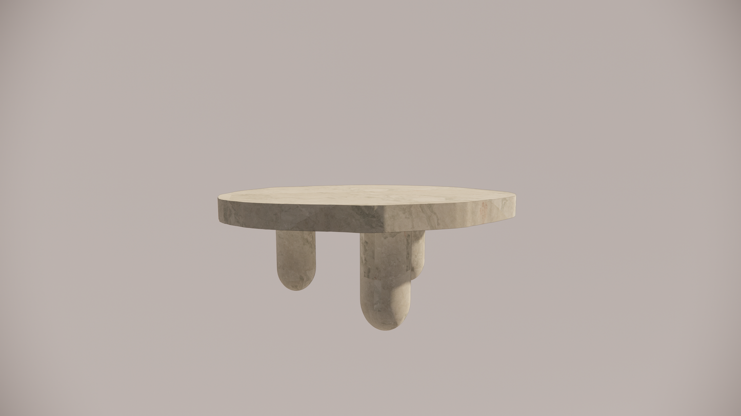 Natural Stone Marble Blue-Grey Textured Finish Organic Coffee Table Front 