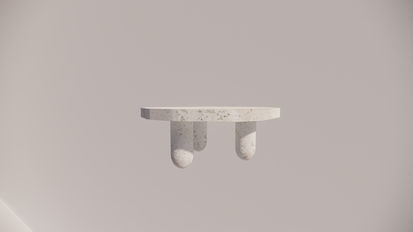 Natural Stone Travertine White Holes Textured Finish Organic Coffee Table Front 