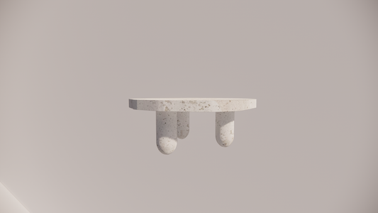 Natural Stone Travertine White Holes Textured Finish Organic Coffee Table Front 