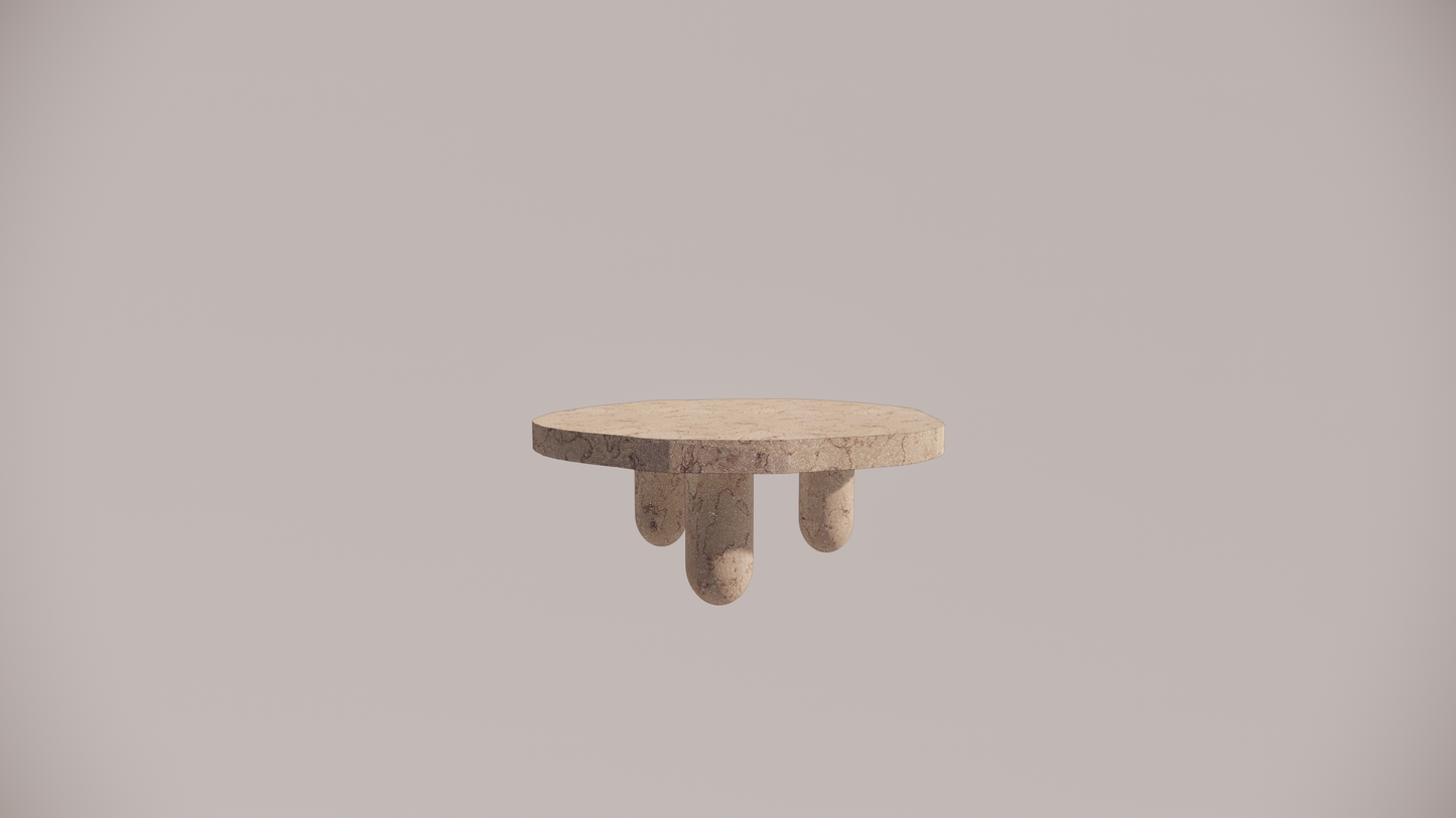 Natural Stone Pink Limestone Textured Finish Organic Coffee Table Front