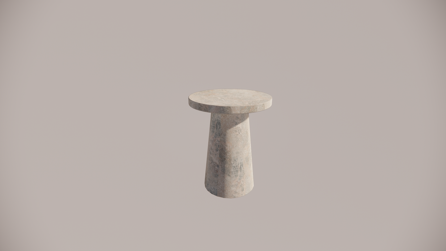 Natural Stone Marble Blue-Grey Brown Gold Textured Finish Side Table Front 