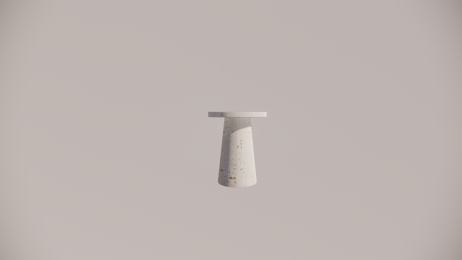 Natural Stone Travertine White Textured Finish Holes Side Table Front 