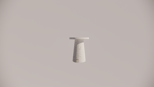 Natural Stone Travertine White Textured Finish Holes Side Table Front 