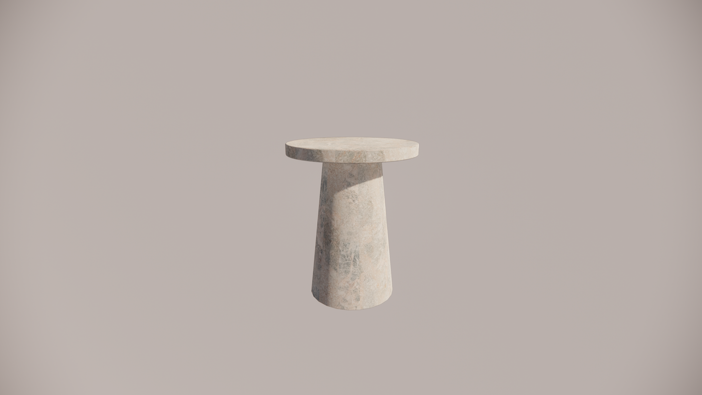 Natural Stone Marble Blue-Grey Gold Textured Finish Side Table Front 