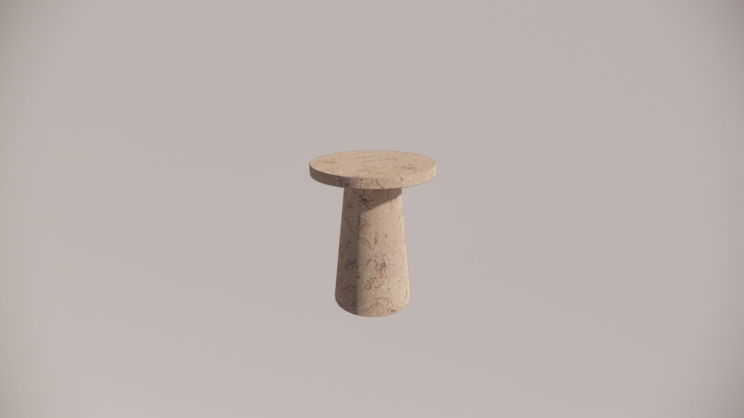 Limestone Natural Stone Pink Textured Finish Side Table Front Side 