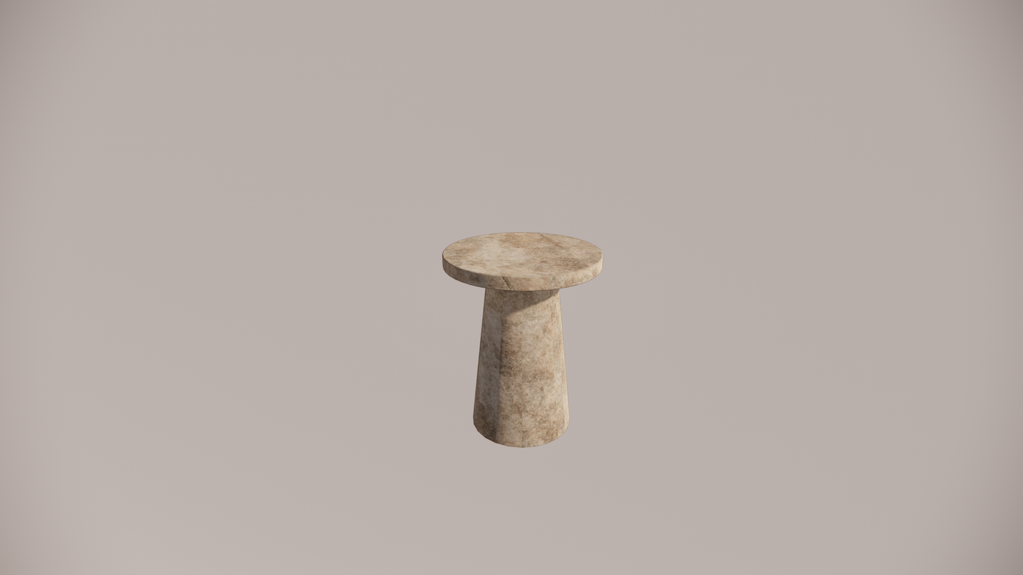 Natural Stone Travertine Premium Silver Brown Textured Finish Holes Side Table Front