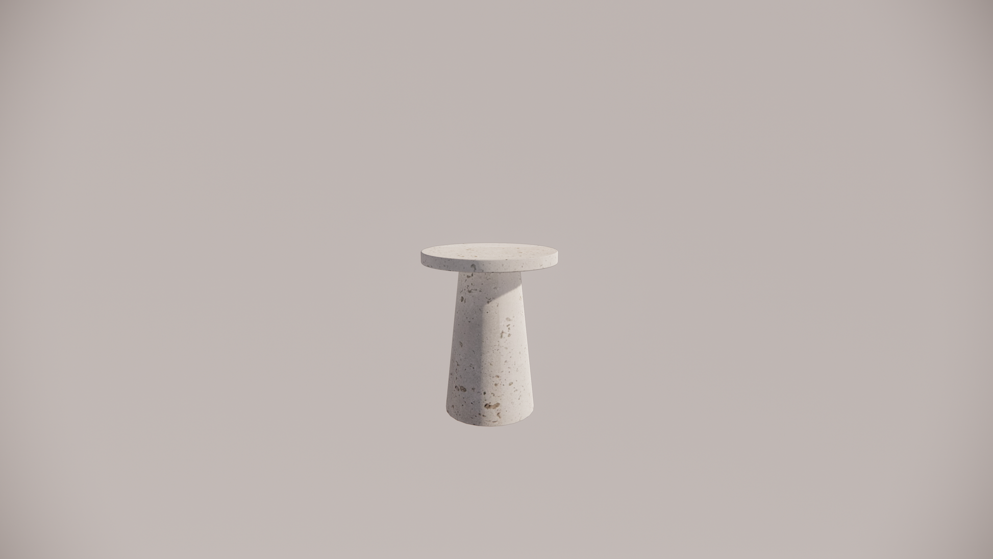 Natural Stone Travertine White Textured Finish Holes Side Table Front   