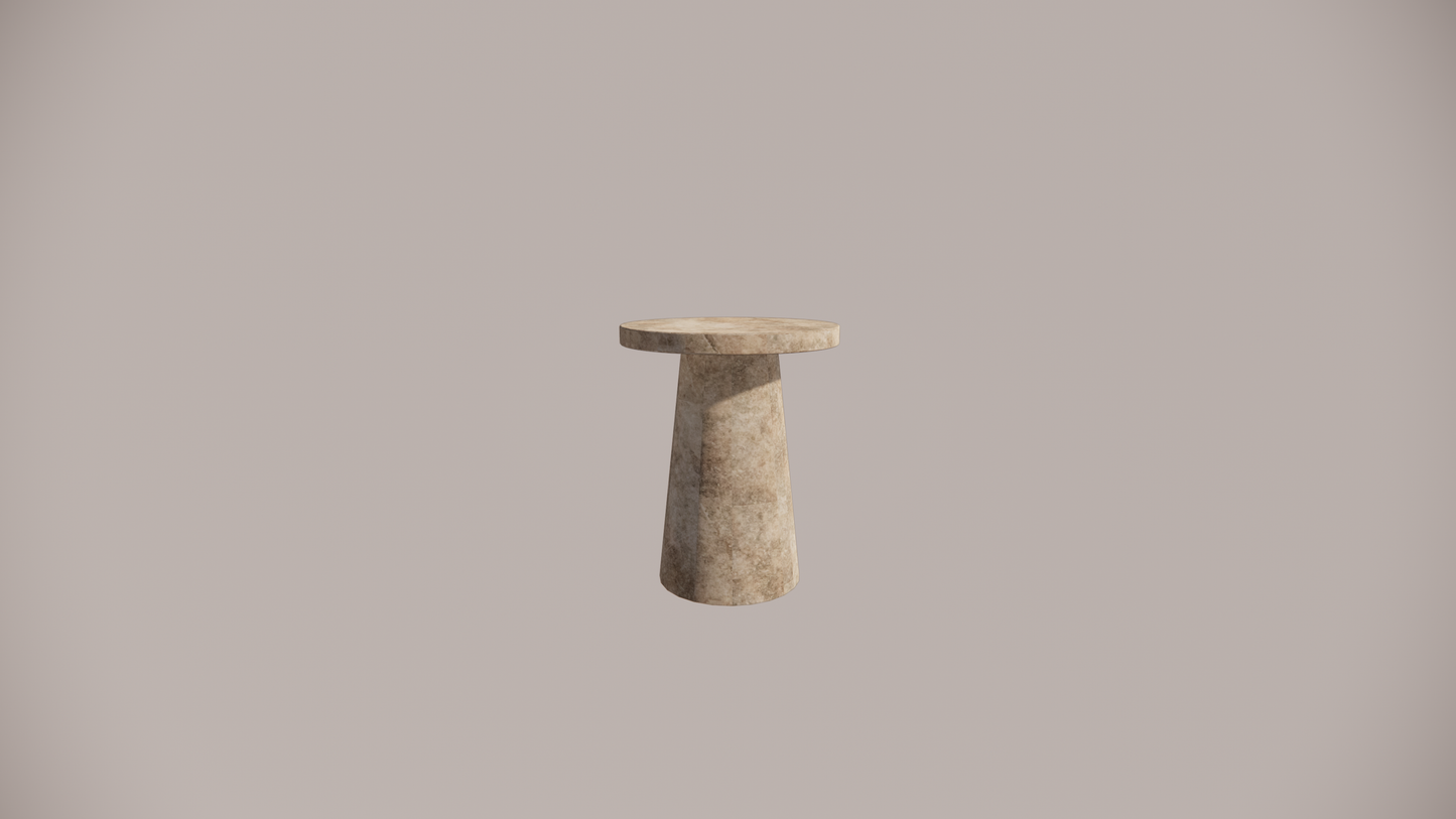 Natural Stone Travertine Premium Silver Brown Textured Finish Holes Side Table Front 