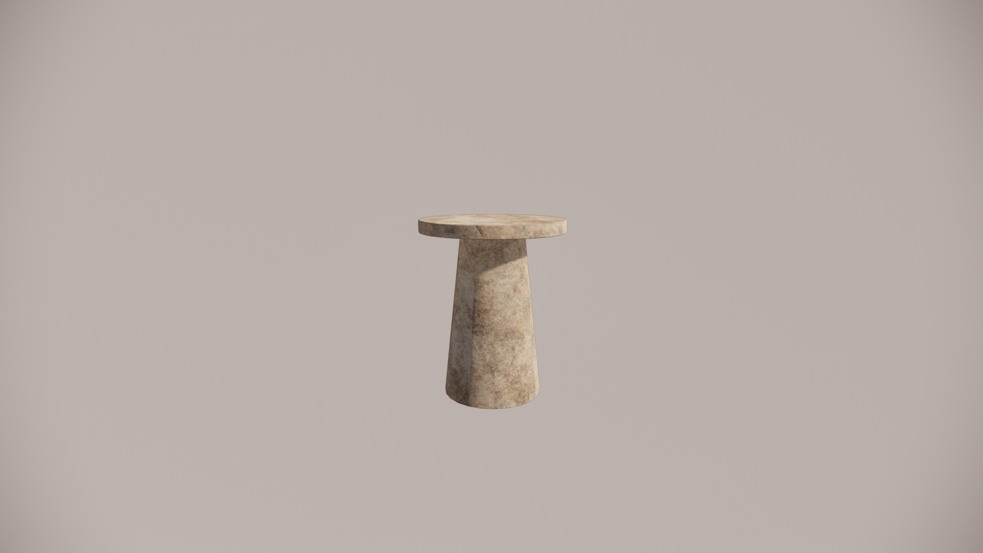 Natural Stone Travertine Premium Silver Brown Textured Finish Holes Side Table Front 