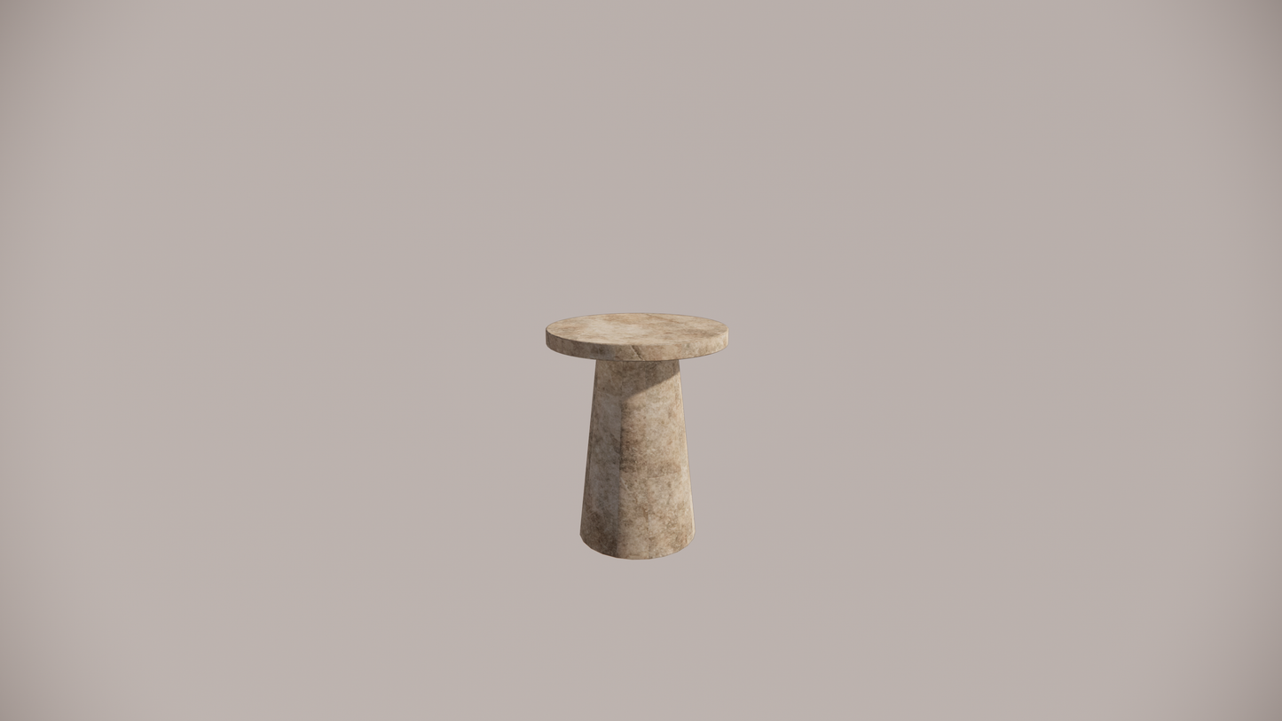 Natural Stone Travertine Premium Silver Brown Textured Finish Holes Side Table Front 