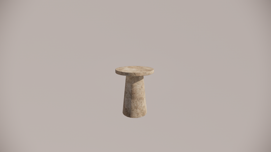 Natural Stone Travertine Premium Silver Brown Textured Finish Holes Side Table Front 